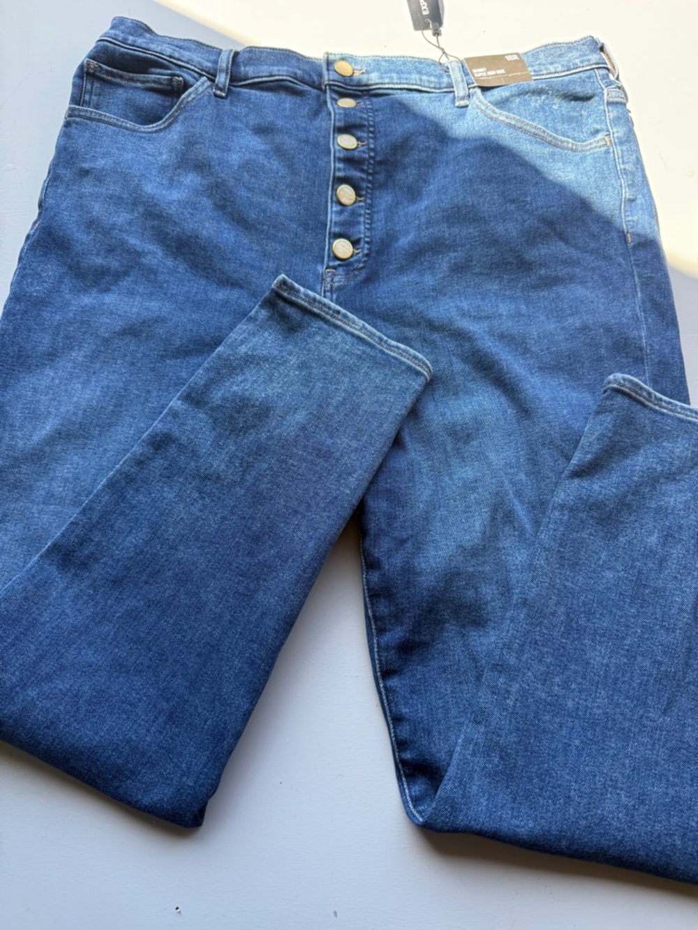 express women's 18R Classic Button-Fly Blue Jeanssuper high rise skinny A11